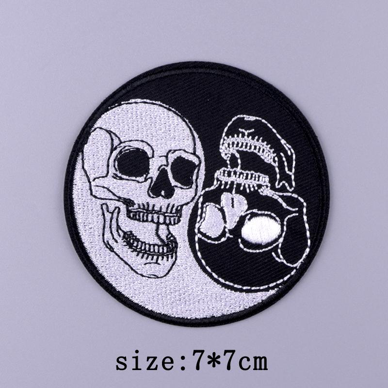 Hip Hop Punk Stickerei-Aufnäher für Kleidung Horror Totenkopf Aufnäher Aufbügel-Aufnäher für Kleidung Thermoklebende Aufkleber Abzeichen