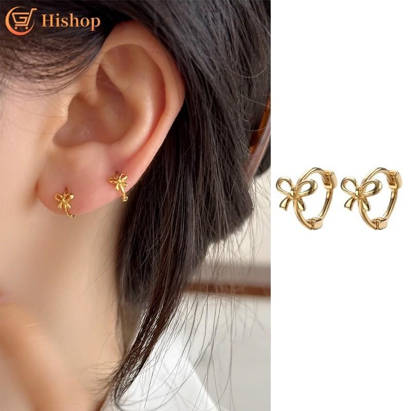 

2 шт. серьги-гвоздики с бантом для женщин, мини-золотые, серебряные серьги-кольца, аксессуары для пирсинга, ювелирные изделия золотой
