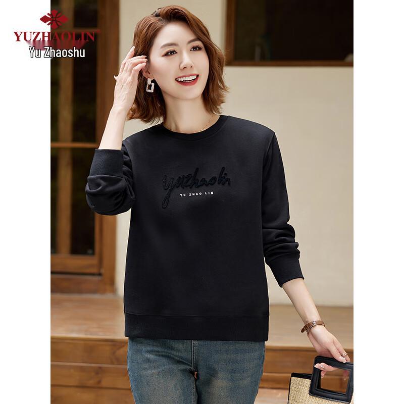 YUZHAOLIN Women's Crew Neck Embroidered Loose Fit Sweatshirt
