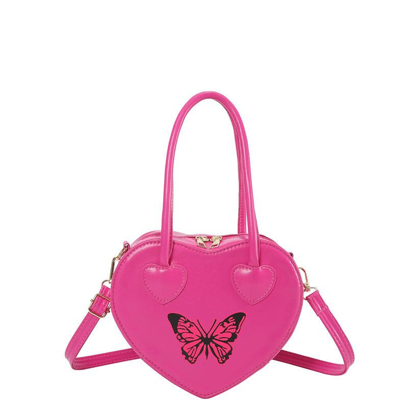 

Stylish And Trendy Heart Shaped Pu Shoulder Bag For Women With No Compartments маджента