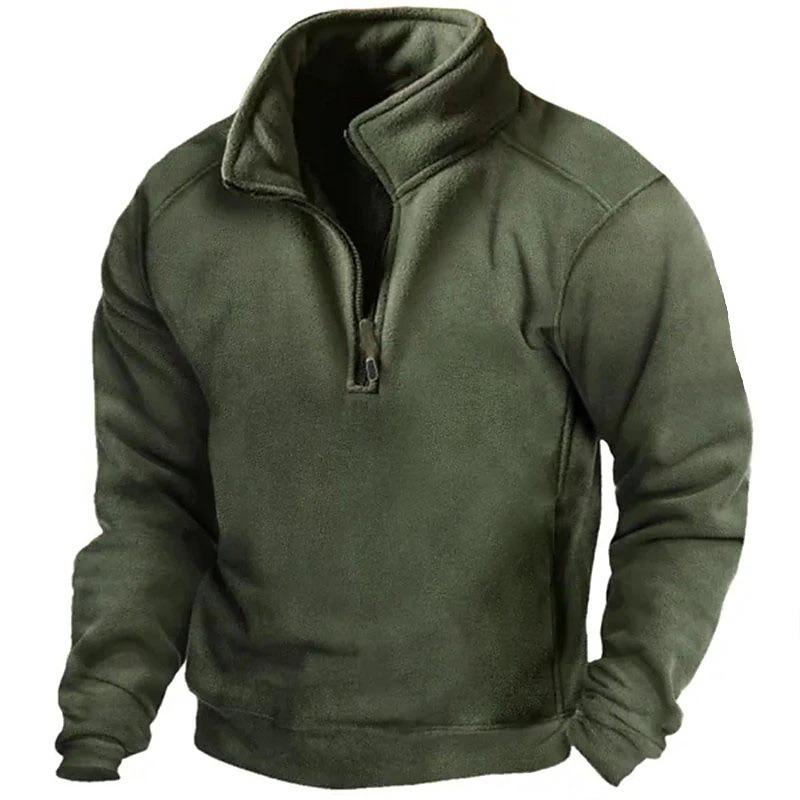 Herren Fleece Warm V-Ausschnitt Reißverschluss Sweatshirt Outdoor Sport Mäntel Pullover Herren Casual Outwear