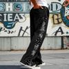 Men's High Street Trendy Pants Casual Solid Color Wide Leg Trousers Basic Straight Outfits With Side Button