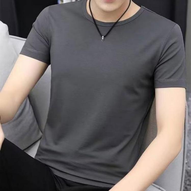 Men Summer Slim Fit T-shirt Solid Color O Neck Short Sleeves Soft Breathable Pullover Sports Business Casual Office Top