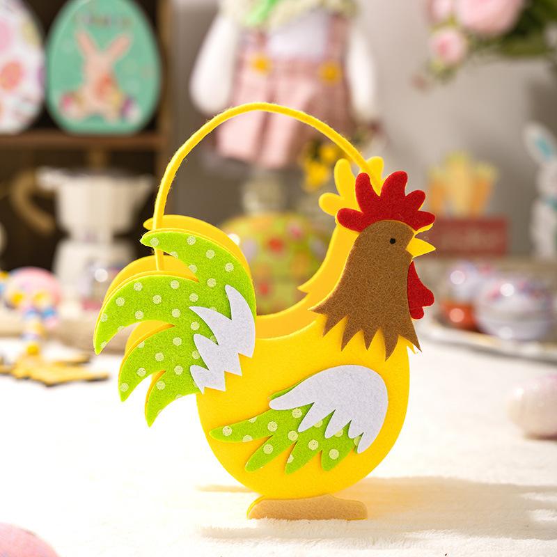 Exquisite Rooster Candy Box Cut Cartoon Cock Felt Chicken Basket Portable Small Easter Storage Case Cosmetic