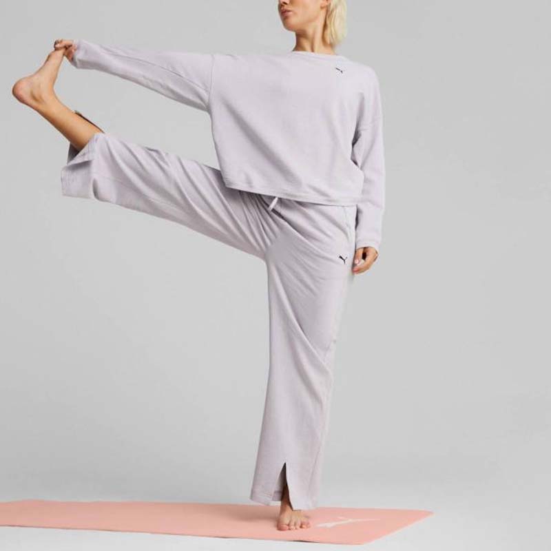 Puma Studio Plastic Free French Terry Sweatshirt Solid Color Logo Hollow Design Long Sleeve Sweatshirt Women Sweatshirt Light-Purple 523694-68