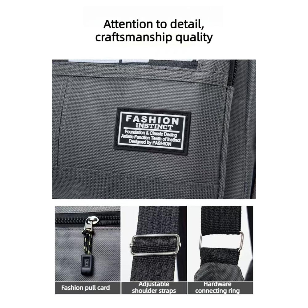 Borsa a tracolla da uomo multistrato, borsa a spalla impermeabile di grande capacità con tasche multiple per il pendolarismo quotidiano, affari