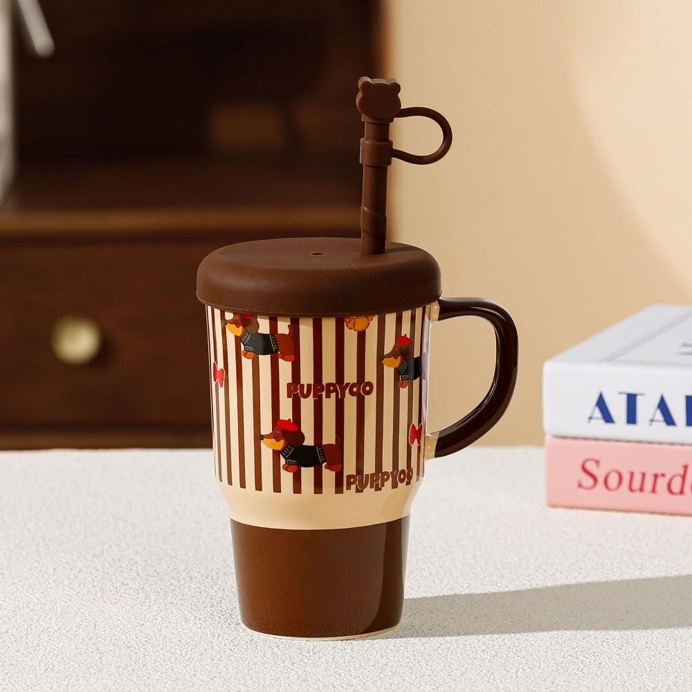 Dog Pattern High Aesthetics Cup Large Capacity Milk Cup Stylish Coffee Cup Travel