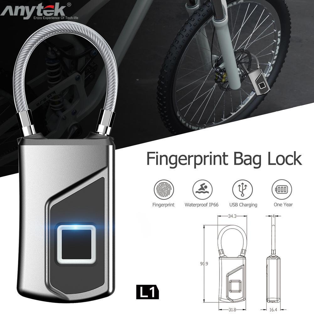 Fingerprint Padlock Smart Security Door Lock IP66 Waterproof Keyless Unlock Silver#0