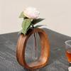 Minimalist Walnut & Glass Vase | Modern Desk Decor | Unique Home Accent & Gift Idea