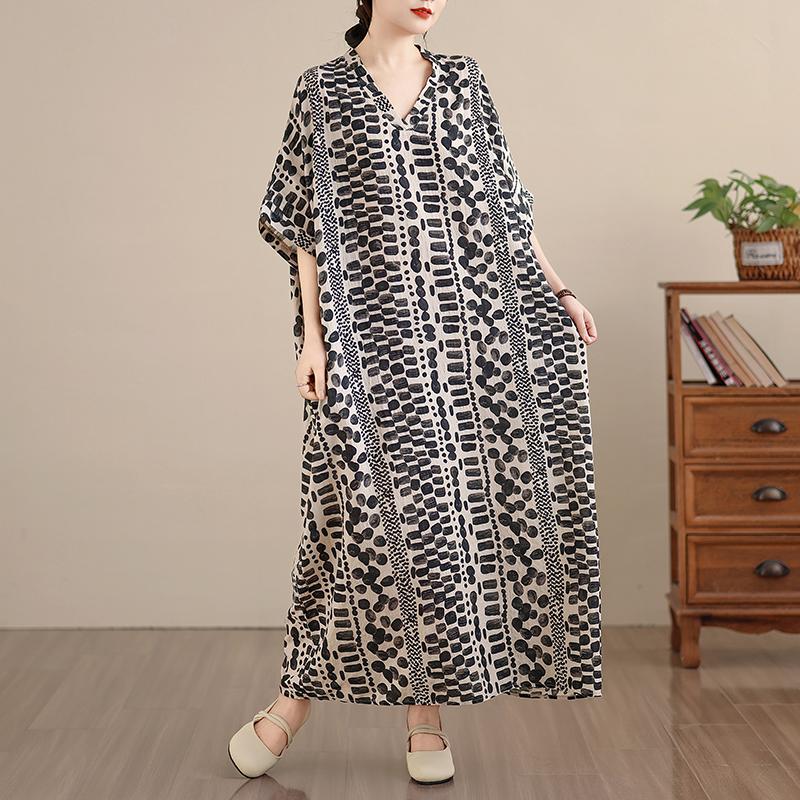 DIMANAF New 2026 Women Plus Size Spring Summer Beach Vintage Long Dress Loose Oversize Maxi Floral Print Black
