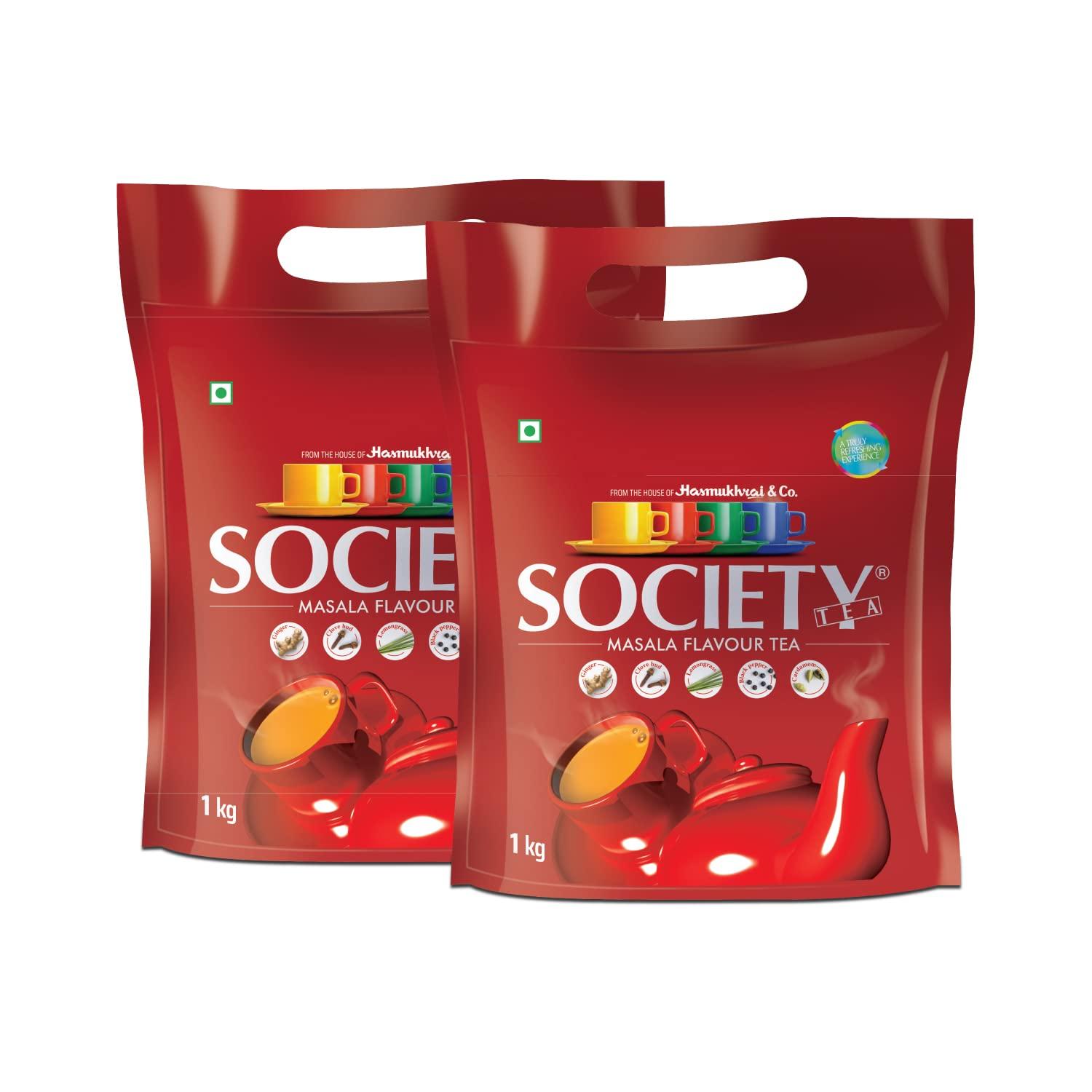 

Society Tea Masala Chai | 1 kg Pack | Pack of 1 | Made with Cardamom Ginger Cloves Black Pepper and Lemongrass | Classic Masala Tea