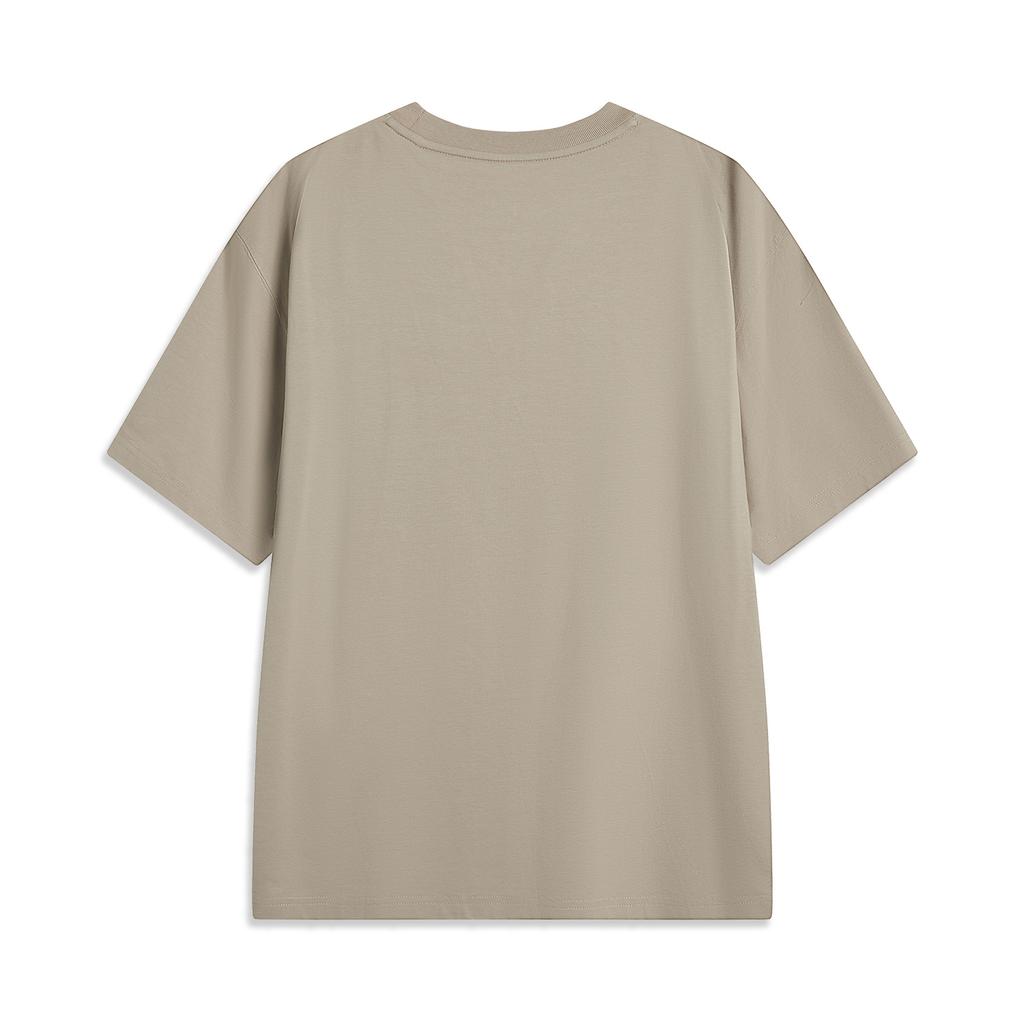 Li Ning China Color Series Solid Color Breathable Versatile Loose Short Sleeve T-Shirt Men T-Shirts Stone-Lotus-Brown AHSV145-2
