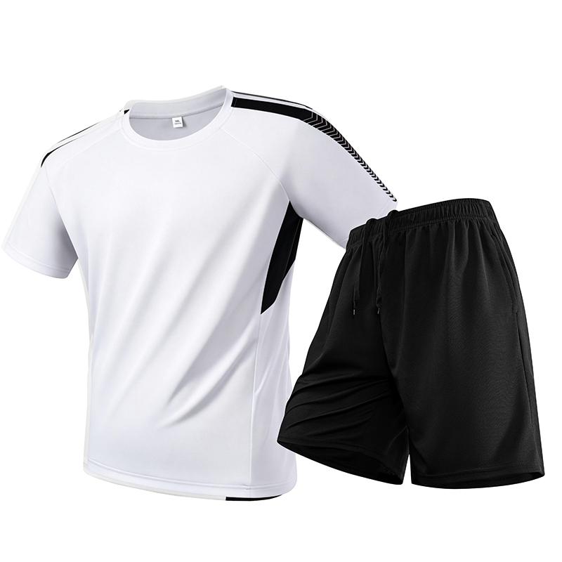 

Sports Suit Ice Silk Quick-drying Short-sleeved T-shirt Running Shorts Fitness Training 3XL білий