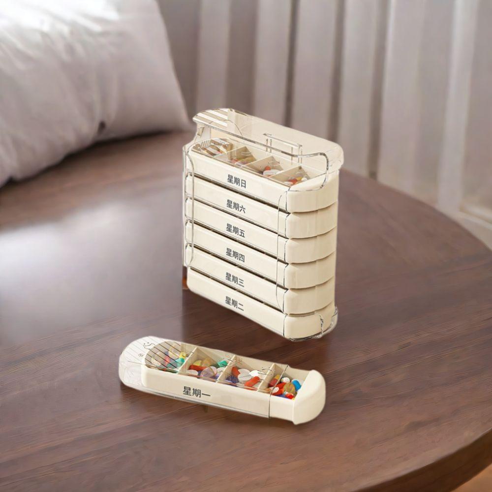 Wall Mounted Medicine Storage Dispenser 4 Times A Day Pill Organizer 7 Days Pill Box  for Home