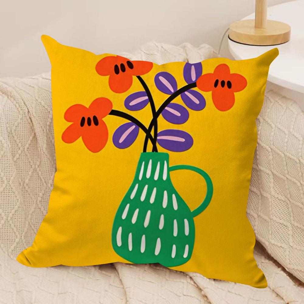 

Cartoon Vase Cushion Cover Soft Plush Fabric DoubleSided Printed Cushion Covers for All Seasons Modern HomeDecor Gift 30x30cm