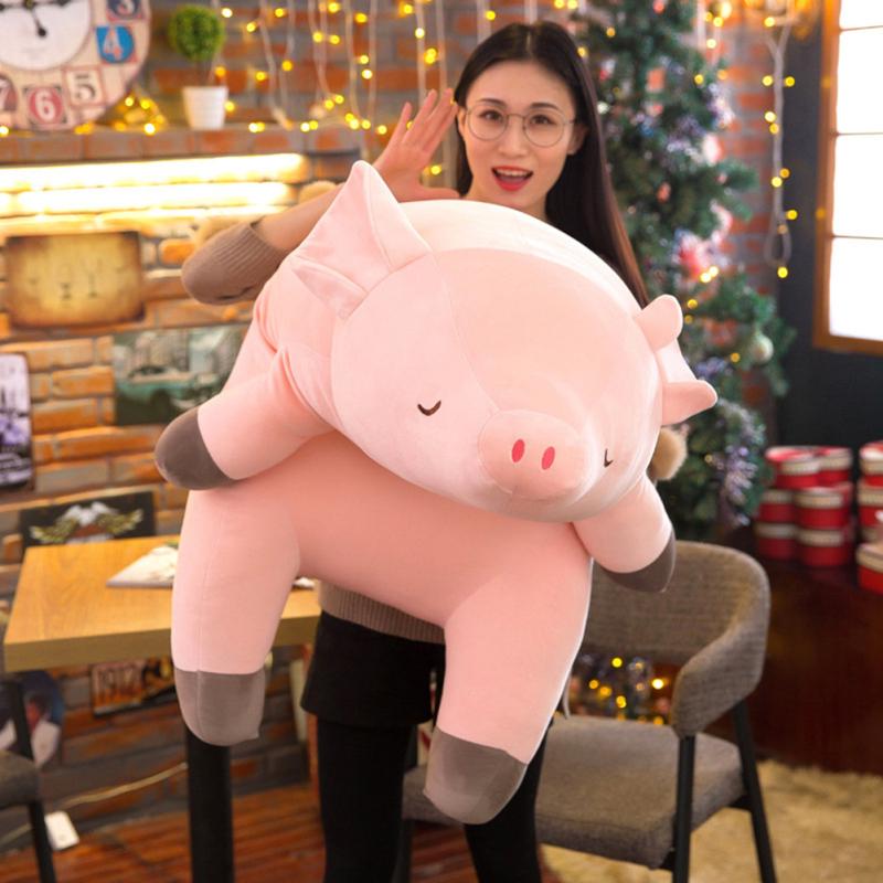 30CM Cartoon Pink Down Cotton Plush Pig Toy Throw Pillow