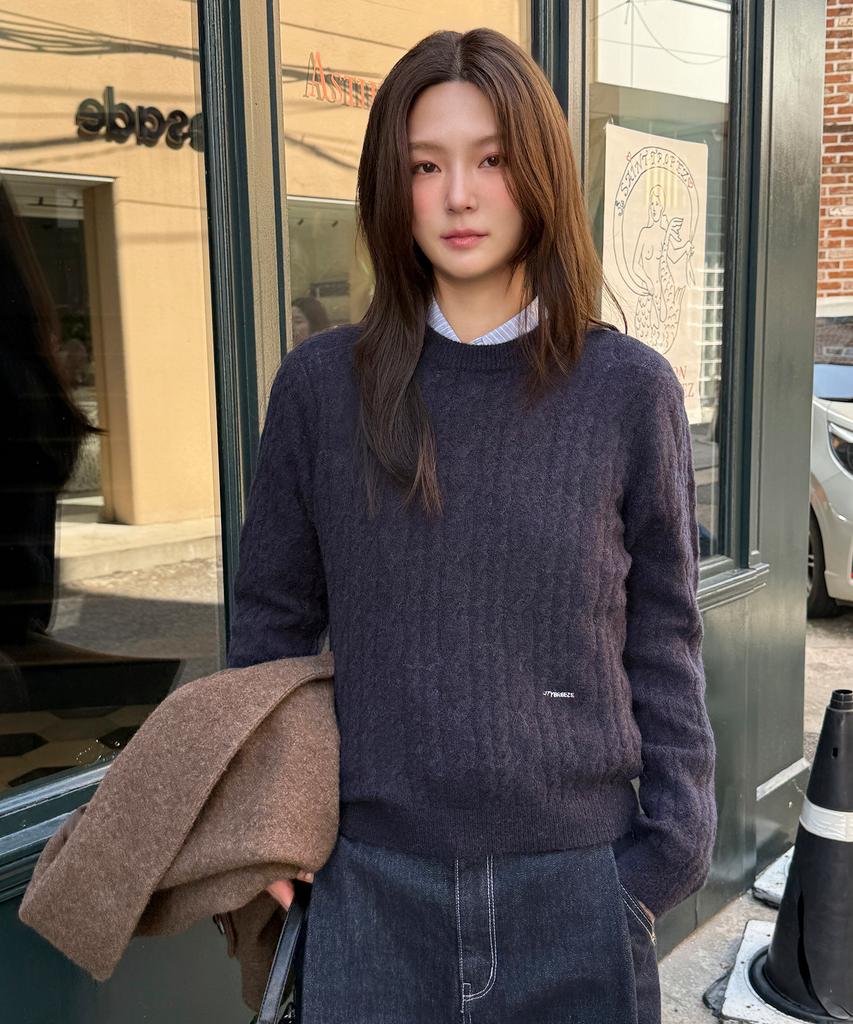 CITYBREEZE Wool Cable Round Neck Knit_4 Colors