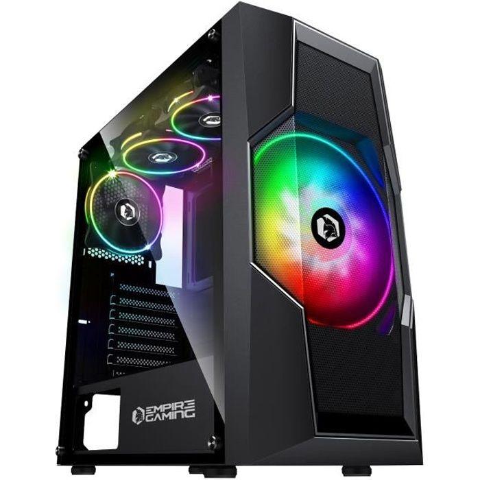 EMPIRE GAMING - Onyx Boitier PC Gamer ARGB - Moyenne Tour ATX/Micro-ATX - 4 Ventilateurs LED RGB Adressables (1 x200mm et 3 x120mm)