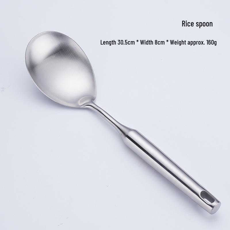 304 Stainless Steel Kitchen Utensil Set: Hollow Handle Spatula, Slotted Spoon, Frying Pan Spatula, Flour Sieve, Soup Spoon, Rice Spoon.