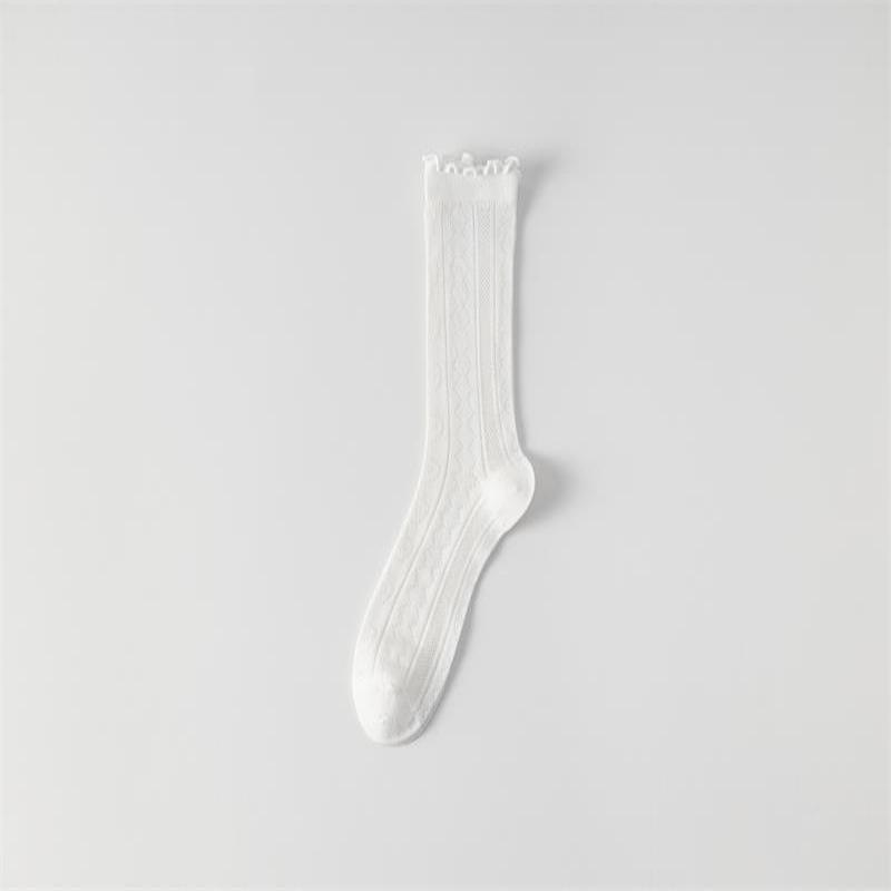 Women's Mulberry Silk Ruffle Lace Mid-Calf Summer Socks - Cool, Breathable, Thin Postpartum Comfort