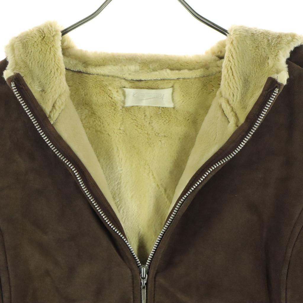 KETTY Long sleeve Boa liner with hood Leather coat M Brown Women Used