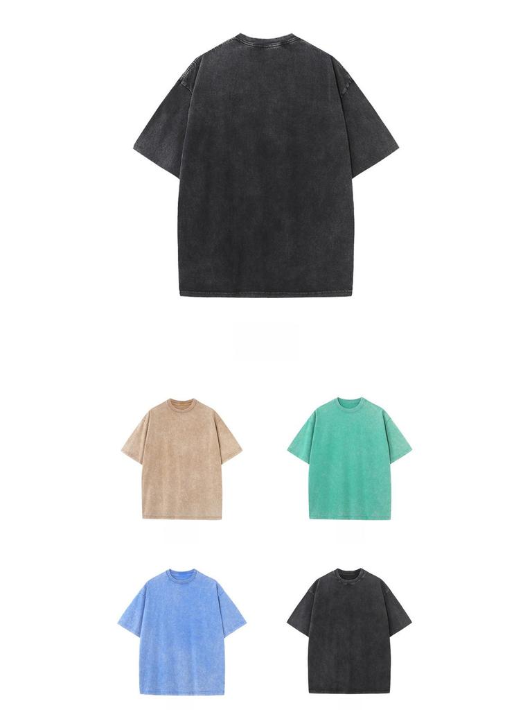 230g Reine Baumwolle Unisex Vintage Washed T-Shirt - Amerikanischer Stil, Lockere Passform, Trendy, All-Match Hip-Hop Tee