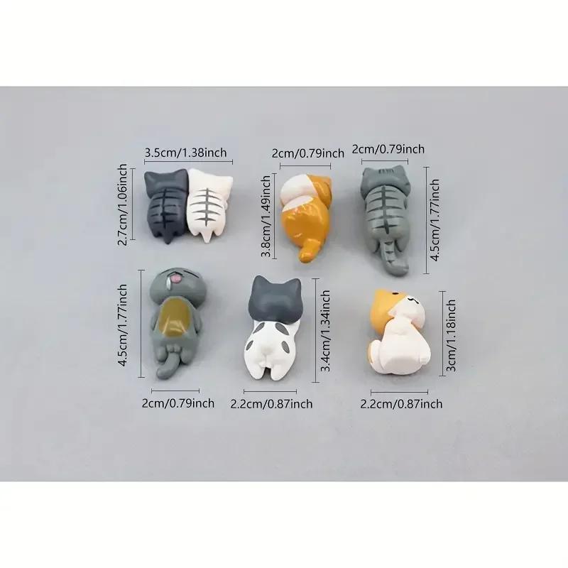 6Pcs Cute Cartoon Cat Ornaments Car Display Screen Dashboard Decorations Back Mini Micro Landscape Model Auto Accessories Gifts
