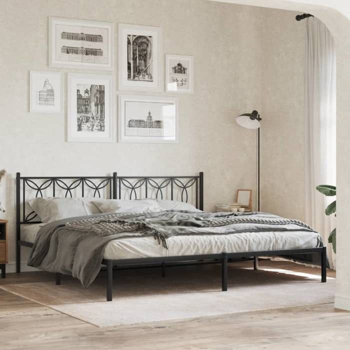 VidaXL Tête de lit métal noir 200 cm 376166