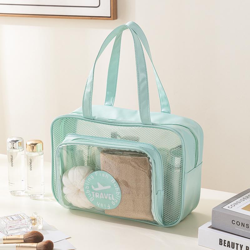Large Waterproof PU Travel Bag - Wet/Dry Separation, Portable Fitness & Toiletry Storage