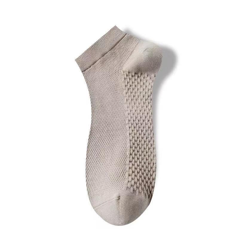 Men's Summer Thin Solid Color Sweat-absorbing and Odor-proof Short Socks, Pure Cotton Breathable Thin Mesh Business Short Socks for Men