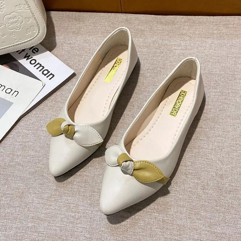 Fashion With Heel Women's Flat Shoes Slip-on Bow Moccasins Cheap Liquidation Popular Korean Style High Quality Fashion Ladies Footwear