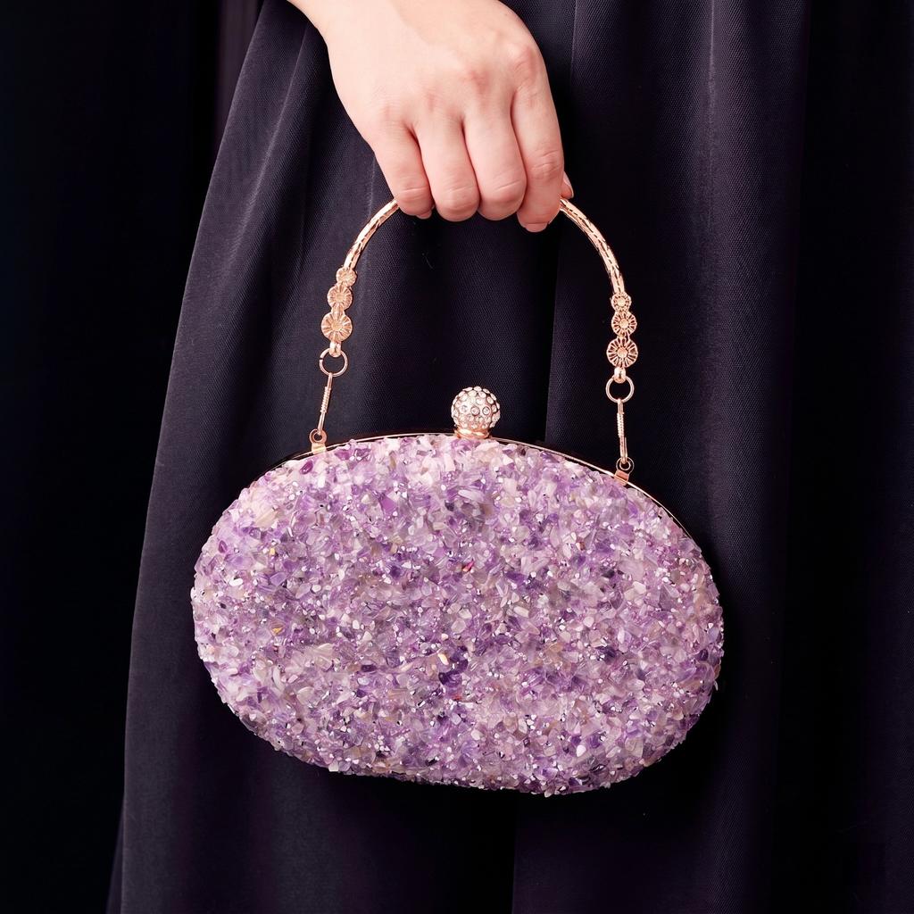 Multicolor Rhinestone Bag for Women Diamond Evening Wedding Handbag Designer Luxury Clutch Purse Purple Crossbody Shoulder Bag