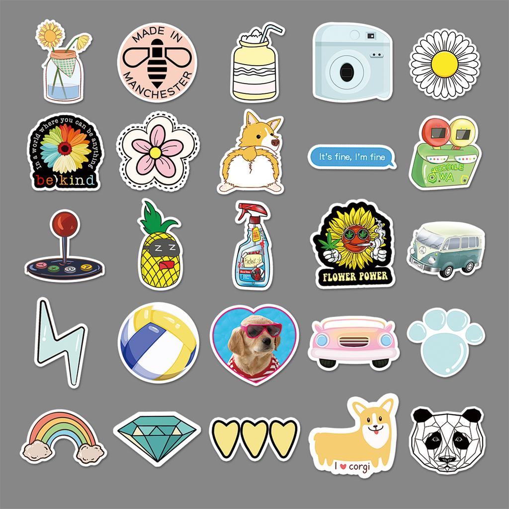 50 Stück Graffiti Kleine Frische Koffer Auto Wasserdichte Aufkleber Cartoon Thermoskanne Abnehmbare Aufkleber