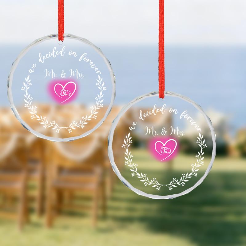1pc/2pcs Wedding Glass Pendant-Gifts for Newlyweds Wedding Souvenirs, Wedding Scene Decor, Tree Decor, Party Decor, Backpack and Keychain Pendant