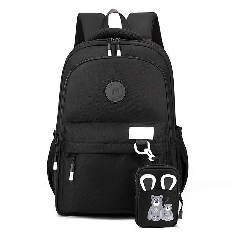 

Большая вместимость школьного рюкзака для студентов, кампус, многофункциональный водоотталкивающий рюкзак для женщин, цветной рюкзак чёрный