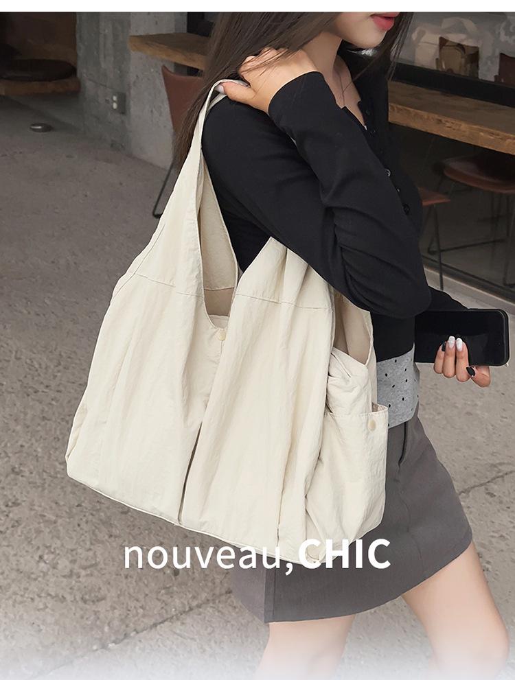 Women's Minimalist Multi-Pocket Tote - Large Capacity Cloth Handbag