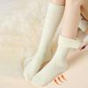 1 Pair Women Winter Socks Thickened Plush Knee Length Long-tube High Elasticity Wrapping Anti-slip Floor Socks Comfort Warmth Sleeping Stockings