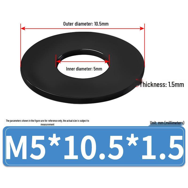 8.8 Grade Black Hardened High-Strength Oversized Flat Metal Spacer Washer (M2-M8)