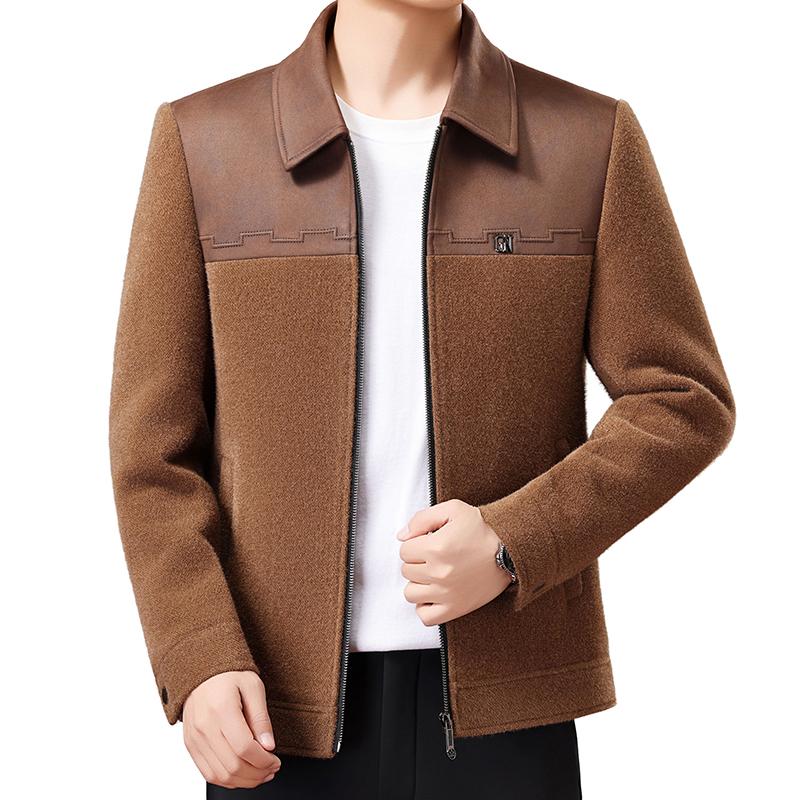 Spring Autumn High Quality Men s Business Casual Jackets Trendy Patchwork Turn Down Collar Coats Men L верблюд