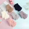 Winter Thickened Coral Velvet Half Finger Gloves Solid Color Simple and Fashionable Plush Knitted Gloves  Velvet Warm Gloves