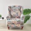 Spandex Wingback Chair Covers Stretch Wing Armchair Cover with Seat Cushion Cover Elastic Sofa Slipcover Flower Print Sofa Cover