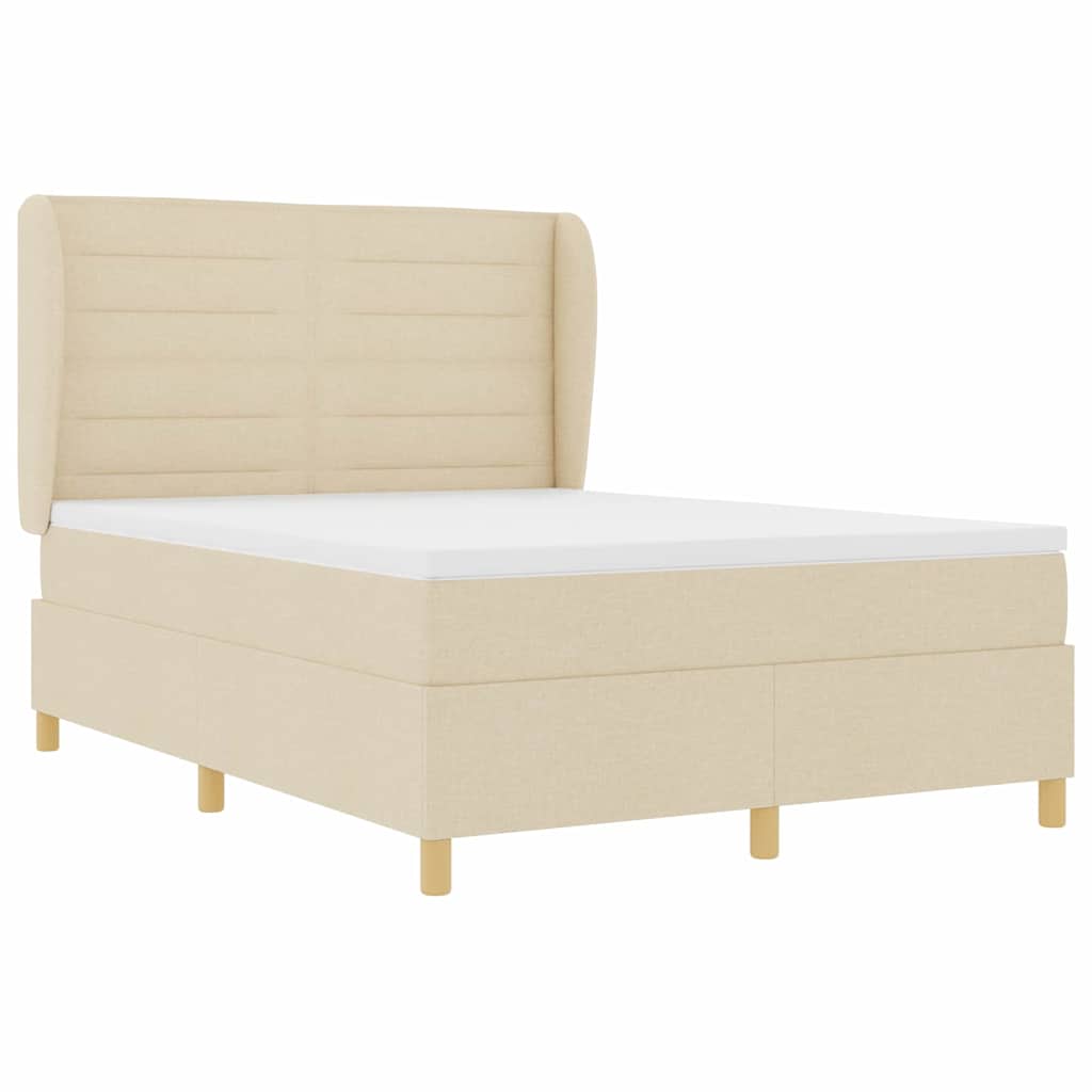 Box Spring Bed with Mattress Cream 200 x 160 cm Fabric