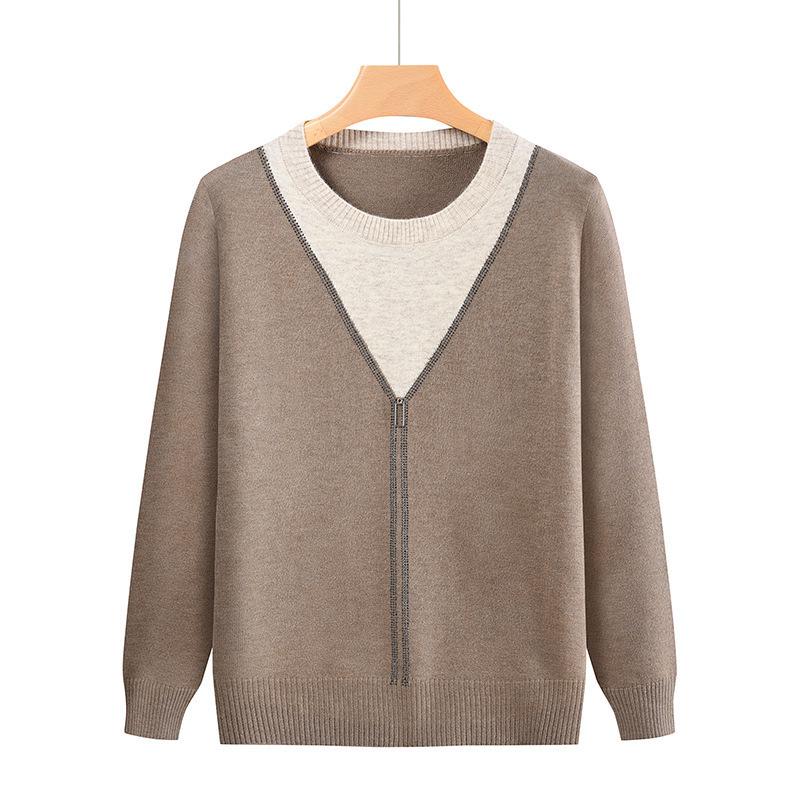 Ultra-Soft Long-Sleeve Sweater for Middle-Aged Women - Perfect for Spring & Autumn