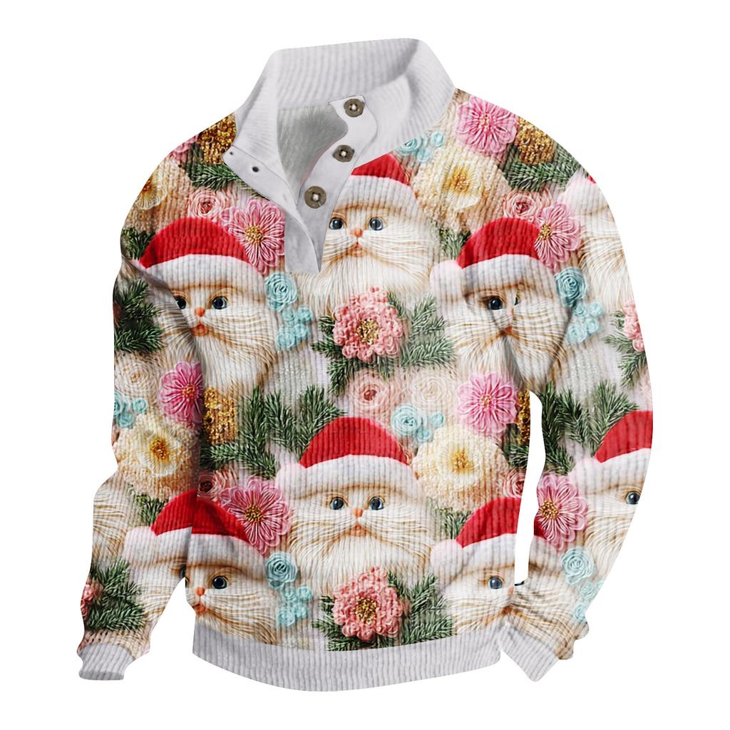 Men's Christmas Print Corduroy Button-Down Shirt