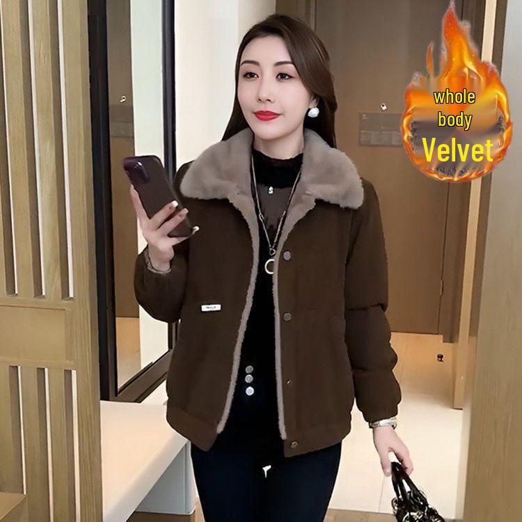 Ladies' Short Velvet-Lined Parka - 2023 Winter Fashion, Versatile, Loose Fit, Thick & Warm