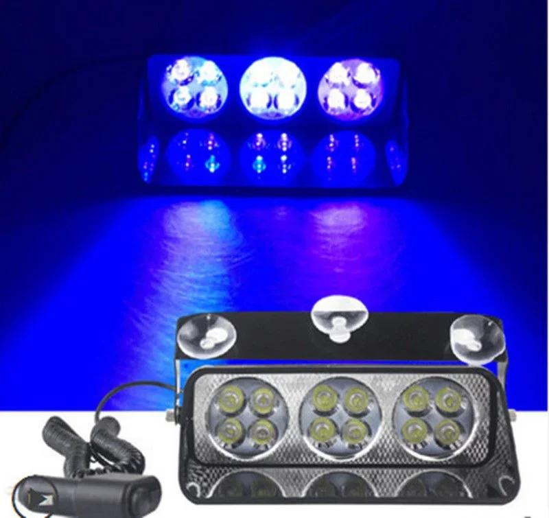 

Автомобильный светодиодный 12-светодиодный мигающий фонарь на лобовое стекло, аварийный стробоскоп, вспышка, сигнальная лампа на приборную панель, DC12V, янтарный, синий, белый, красный синий