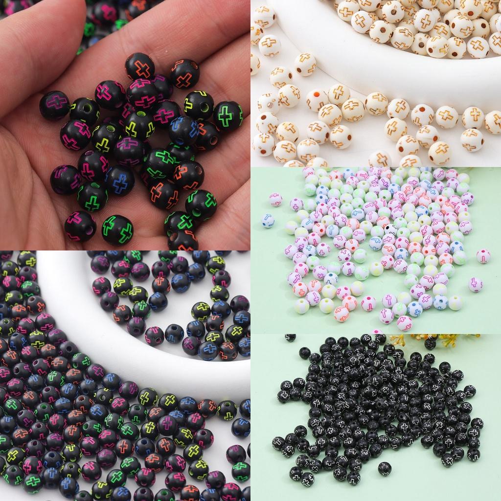 

150 шт. акриловые круглые 8 мм крестовые свободные бусины DIY ювелирные аксессуары смешанные цвета для изготовления браслетов и серег модное белое ожерелье