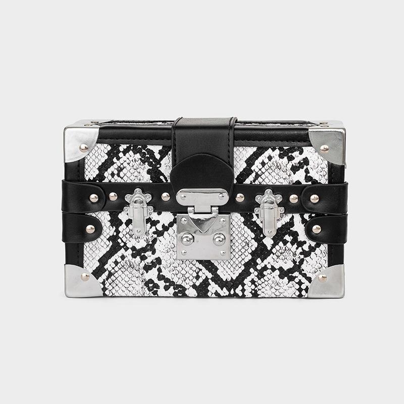 

Сумки сумки женские сумки 2025 новая европейская и американская мода змеиный узор сумка через плечо ins интернет-знаменитость мессенджер ретро сумка-коробка чёрный