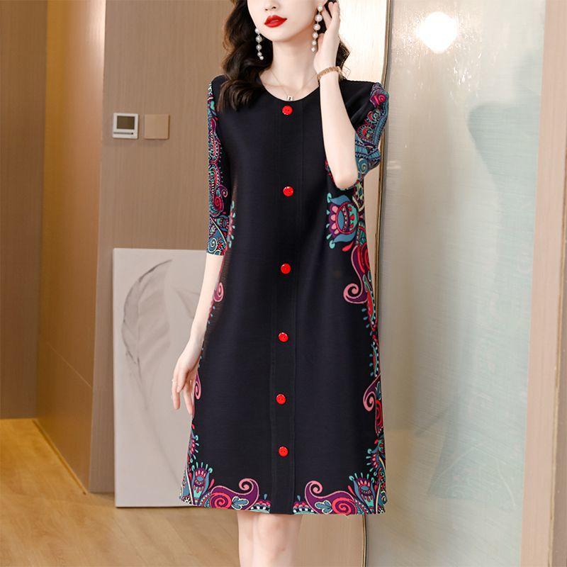 

Повседневное платье, женское осеннее платье, плиссированное, высококачественное темпераментное платье, новый продукт, уменьшающее возраст, свободное, тонкое, плиссированное, женское платье XL