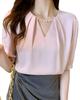 Shirt Blouse Short Sleeve Summer Chiffon Blouse Elegant Tops Loose Fit Covers Adult Stylish Elegant Versatile Everyday Wear Office Casual Commuting